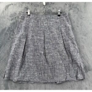Talbots Skirt Womens Size 14W Blue Linen Blend Pleated Office Career Lined Zip